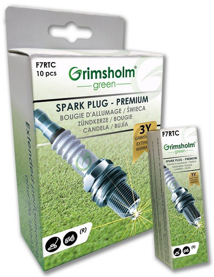 Grimsholm Green Tändstift F7RTC (gräsklippare/traktor resistor) 10 st