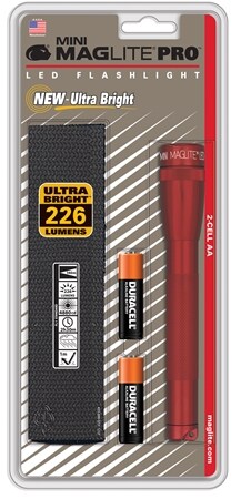 Maglite Ficklampa Mini PRO LED Röd Med Hölster