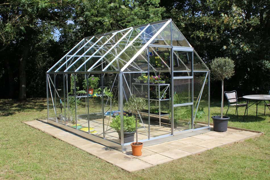 Halls Växthus Universal 128 m/3 mm Härdat Glas 9,9m² Alu