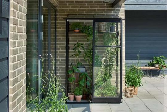 Halls Växthus Qube Lean-to 24 m/3 mm Härdat Glas 0,9m² Svart