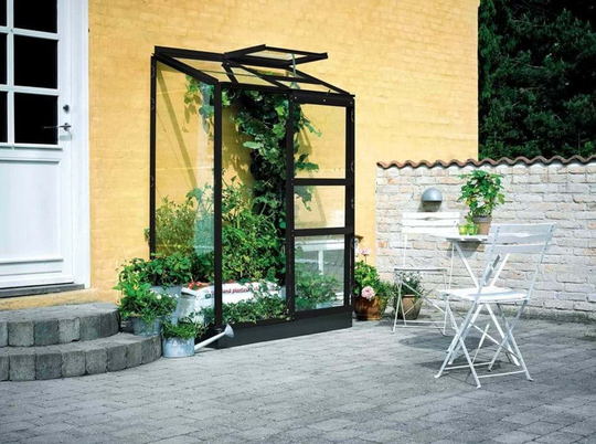 Halls Växthus Altan 2 m/3 mm Klarglas 0,9m² Svart