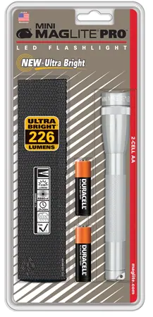 Maglite Ficklampa Mini PRO LED Silver Med Hölster