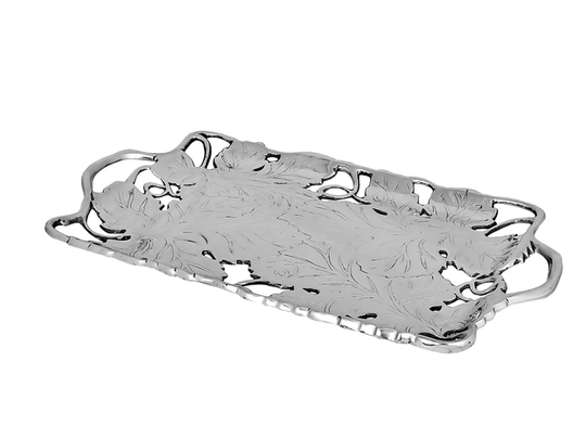 Mr Fredrik Bricka I Polerad Aluminium Med Bladmotiv