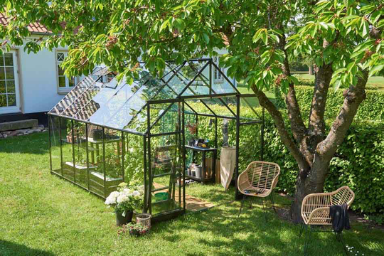 Halls Växthus Qube+ 812 m/3 mm Härdat Glas 9,9m² Svart
