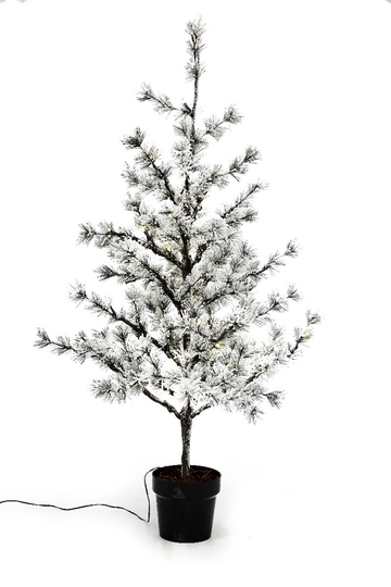 NORDIC WINTER Lärk i kruka 120 cm med snö och ljus