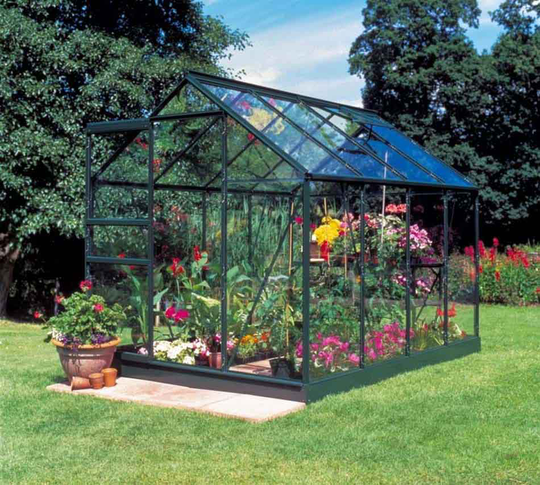 Halls Växthus Popular 86 m/3 mm Härdat Glas 5m² Grön