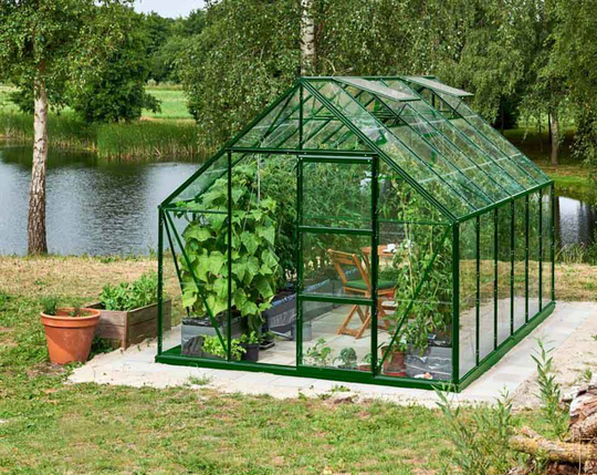 Halls Växthus Universal 128 m/3 mm Klarglas 9,9m² Grön