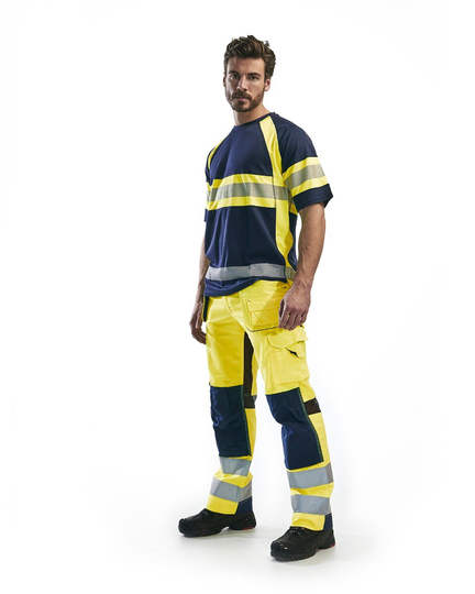 Blåkläder Varselbyxa Med Ventilation Varselgul/Marinblå