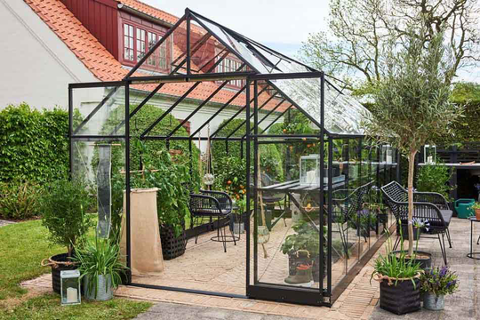 Halls Växthus Qube+ 816 m/3 mm Härdat Glas 13m² Svart