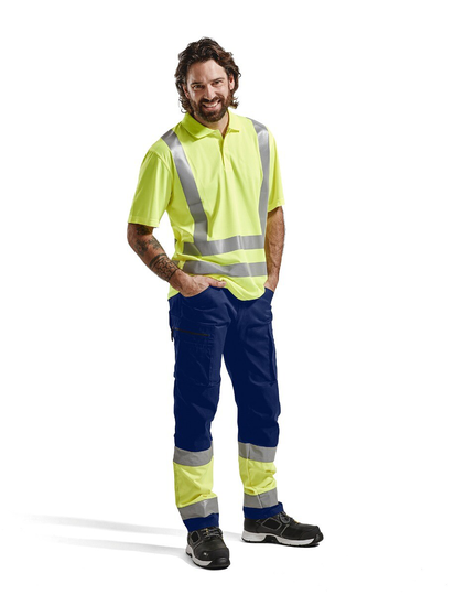Blåkläder Varselbyxa Med Stretch Marinblå/Varselgul