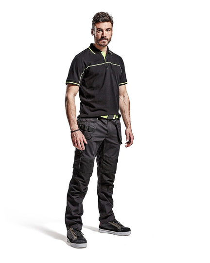 Blåkläder Servicebyxa Med Stretch Och Spikfickor Mörk Svart/Varselgul