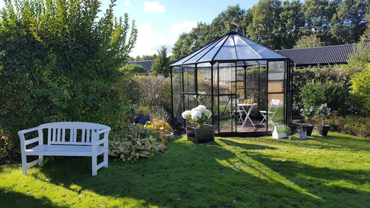 Halls Växthus Atrium m/3 mm Härdat Glas 9m² Svart