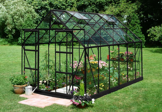 Halls Växthus Magnum 128 m/3 mm Klarglas 9,9m² Svart