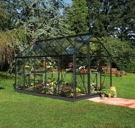 Halls Växthus Popular 106 m/3 mm Härdat Glas 6,2m² Svart
