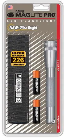 Maglite Ficklampa Mini PRO LED Grå Med Hölster