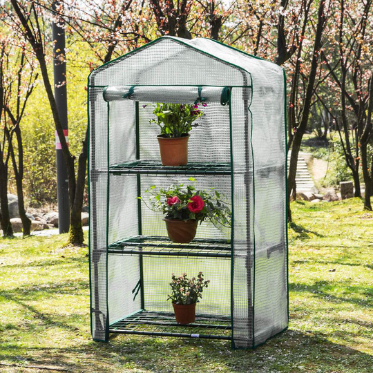 Växthus Med Hyllor Infloria Stål/PE 69X49X125 cm