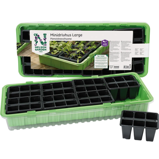 Nelson Garden Minidrivhus 57x24 cm Med 48 krukor
