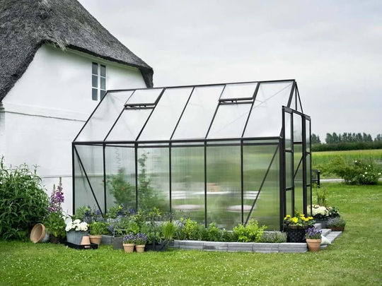 Halls Växthus Magnum 128 m/6 mm Poly 9,9m² Svart