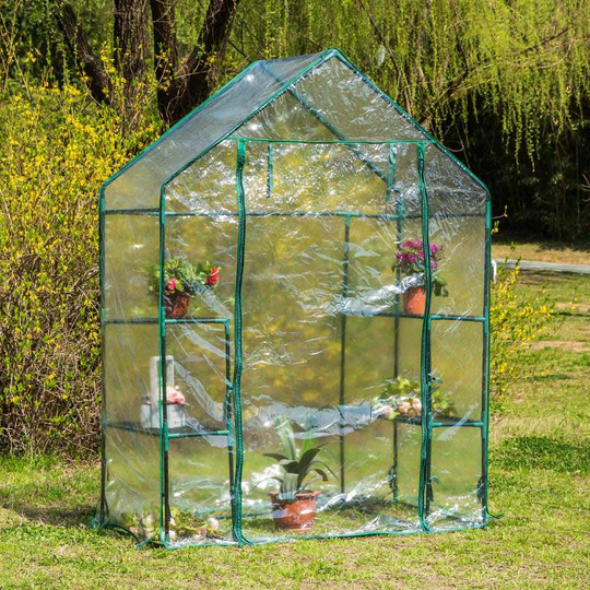 Växthus Med Hyllor Infloria Stål/PVC 143x73x195 cm Transparent