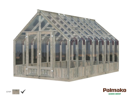 Palmako Växthus Emilia 14,5 m2 (inv. 13,8 m2) Grå