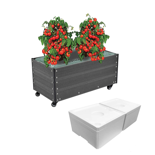 HORTUS Planteringslåda Wpc 36X50X90 cm Med Hjul & Självbevattningslåda